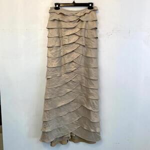 Adrianna Papell Beige Layered Maxi Skirt